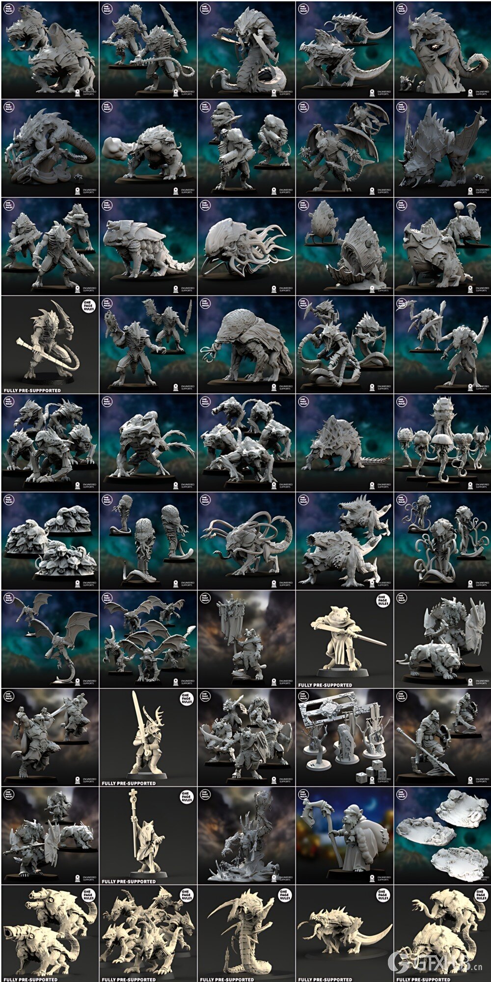 3D 打印模型合集Vol.1 外星人 / 鼠人 / 兽人 One Page Rules - Collection Vol.1