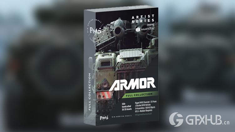 军事武装人物角色坦克车硬表面3D资产模型 BigMediumSmall – Armor