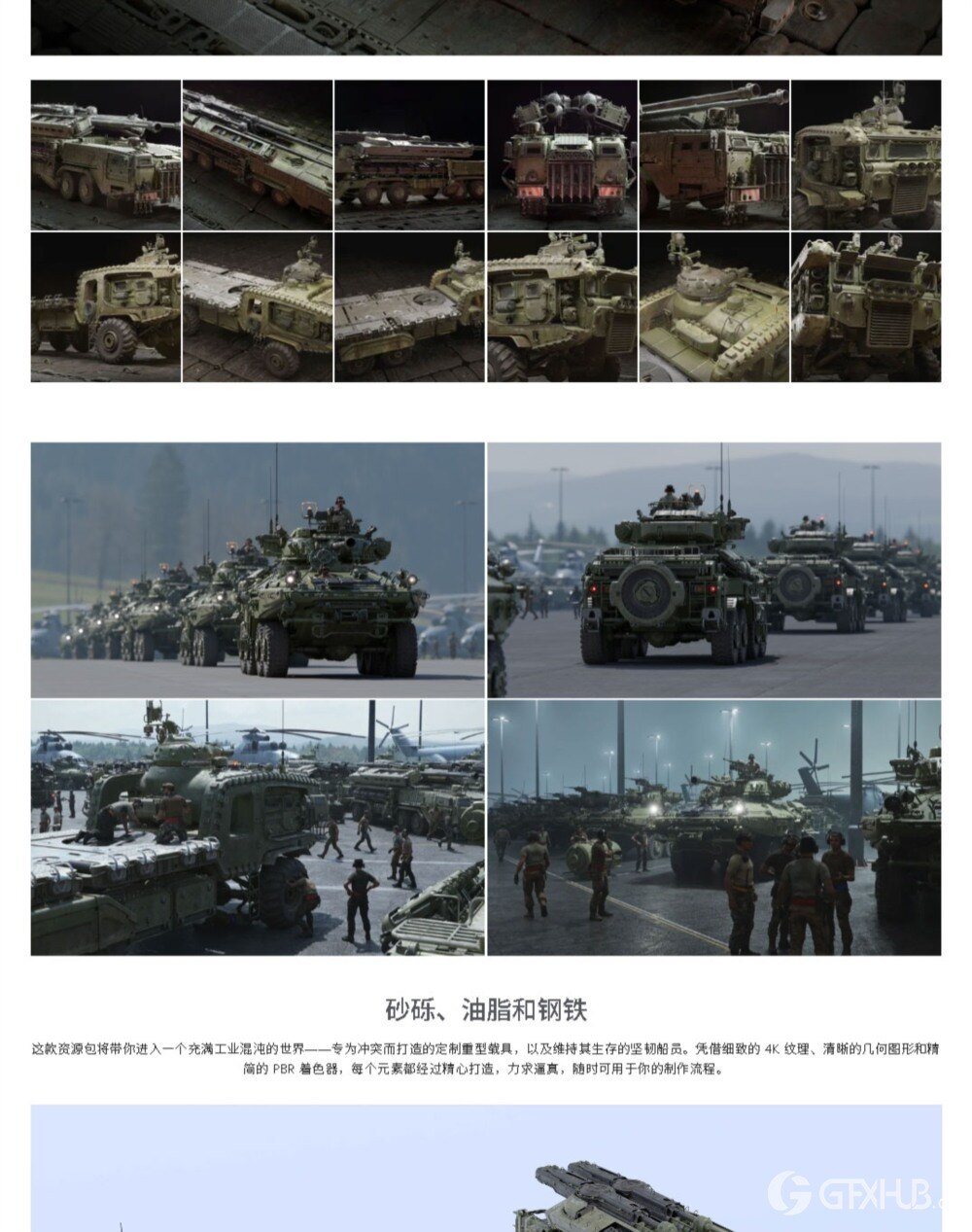 军事武装人物角色坦克车硬表面3D资产模型 BigMediumSmall – Armor