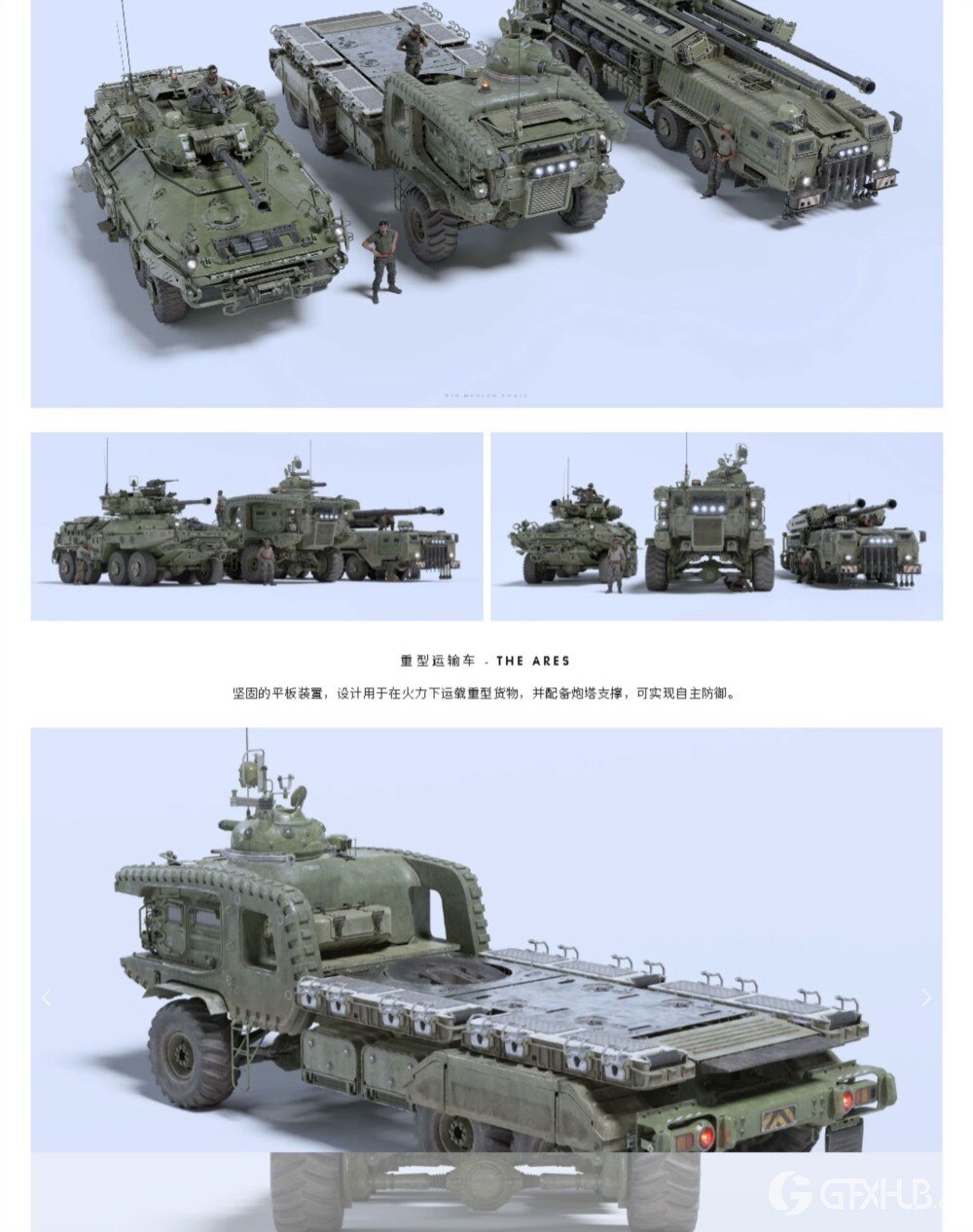 军事武装人物角色坦克车硬表面3D资产模型 BigMediumSmall – Armor