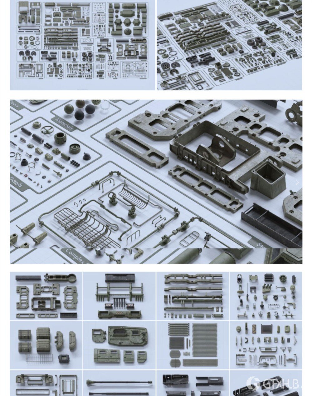军事武装人物角色坦克车硬表面3D资产模型 BigMediumSmall – Armor