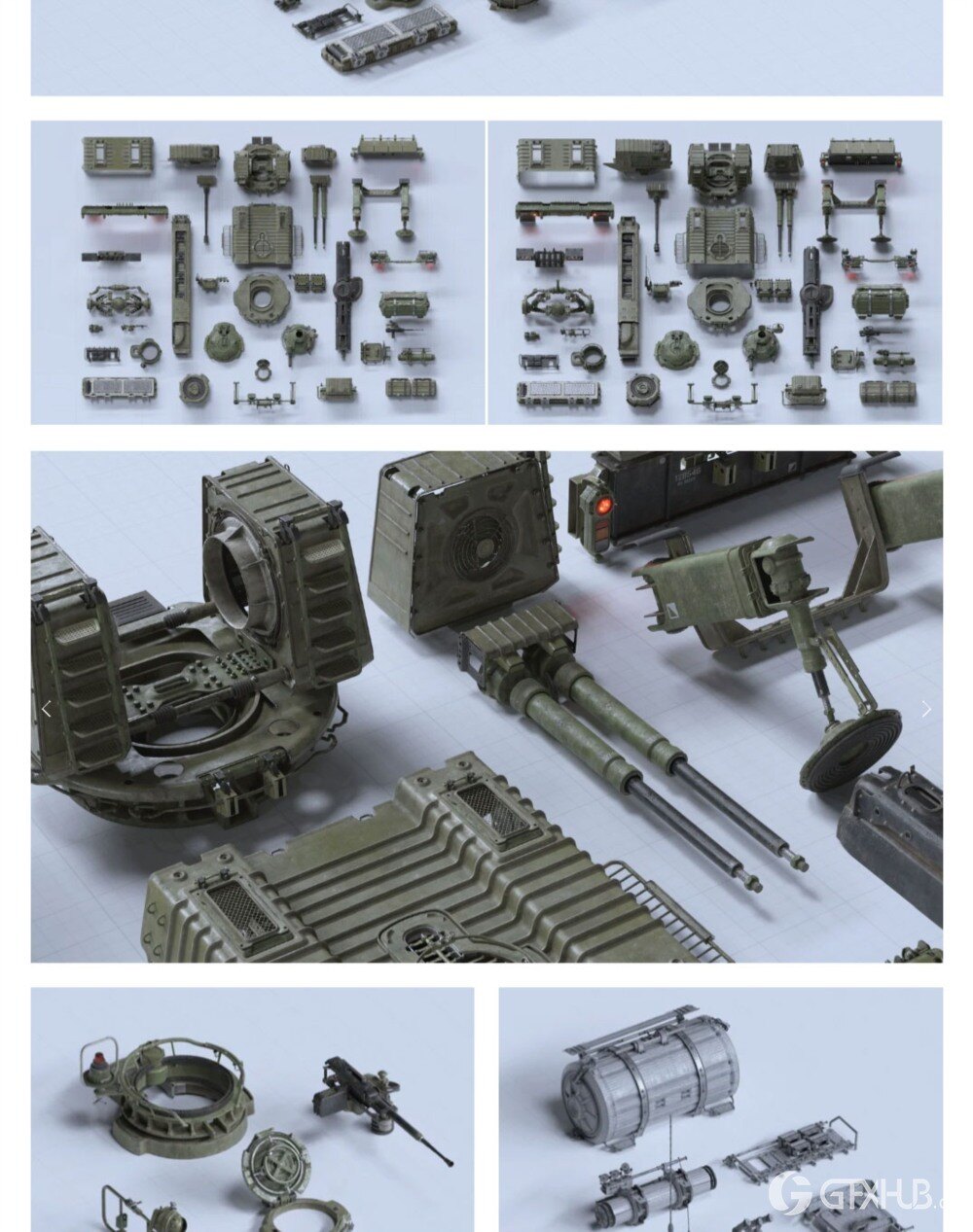 军事武装人物角色坦克车硬表面3D资产模型 BigMediumSmall – Armor