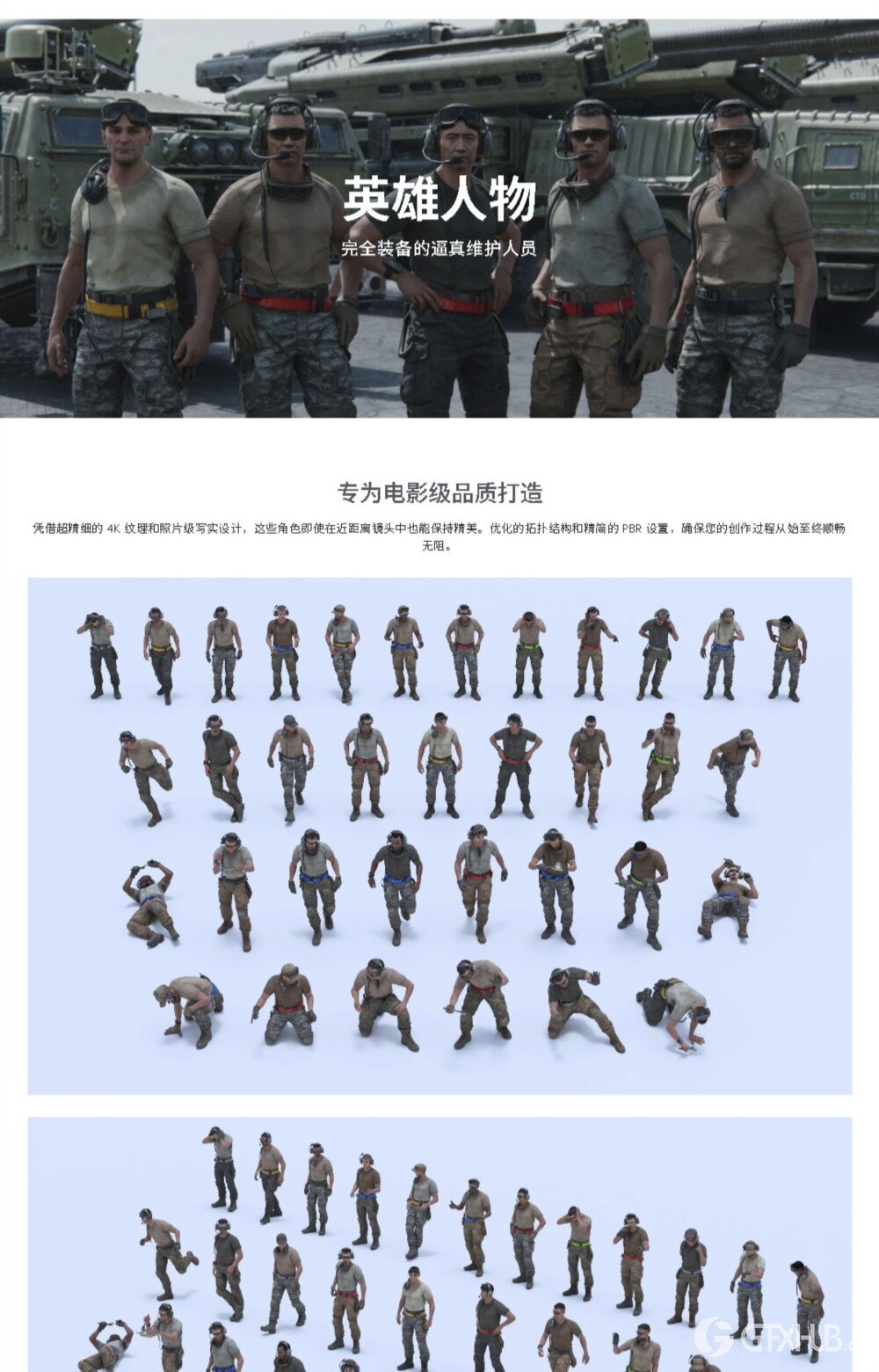 军事武装人物角色坦克车硬表面3D资产模型 BigMediumSmall – Armor