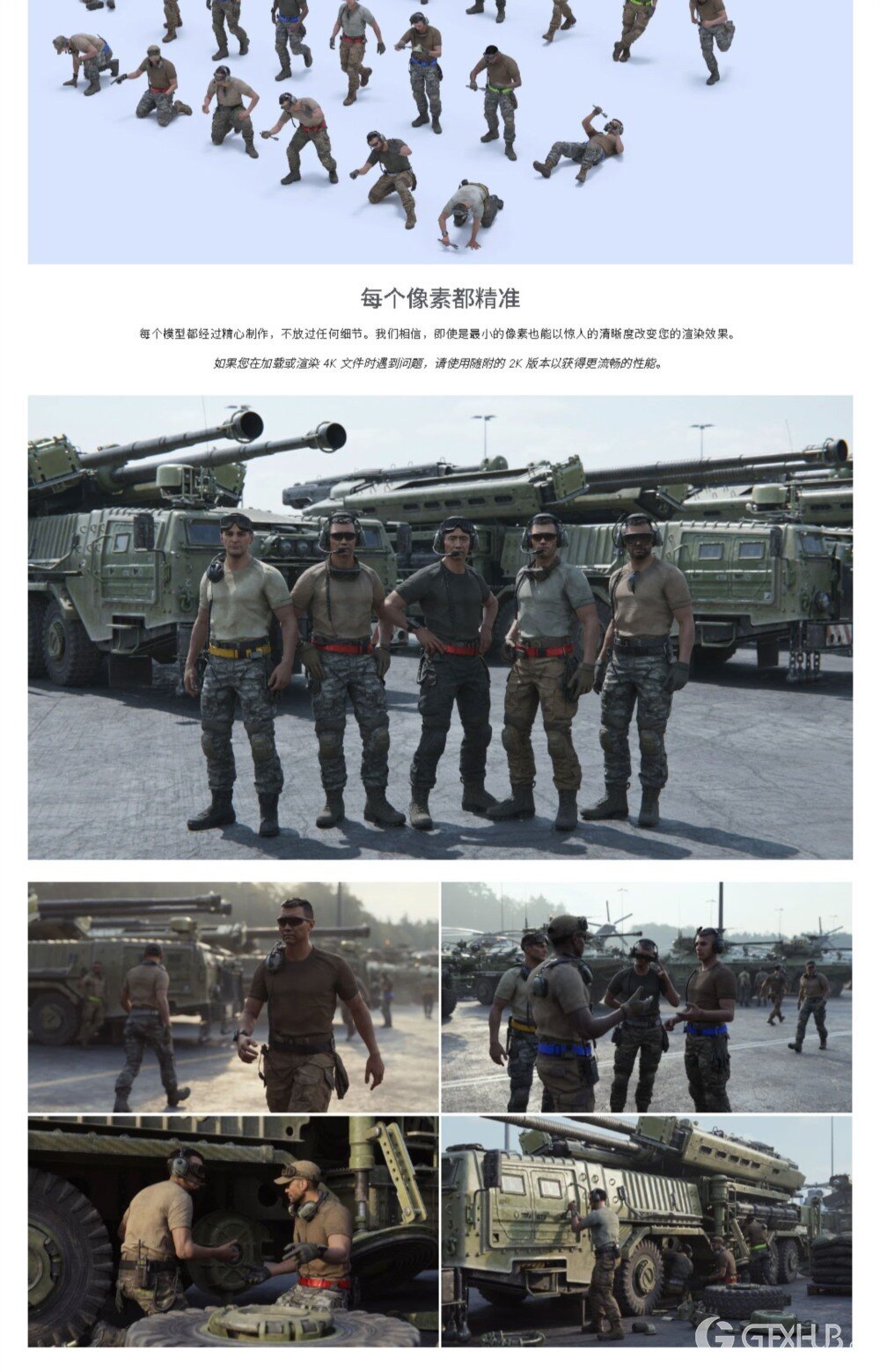 军事武装人物角色坦克车硬表面3D资产模型 BigMediumSmall – Armor