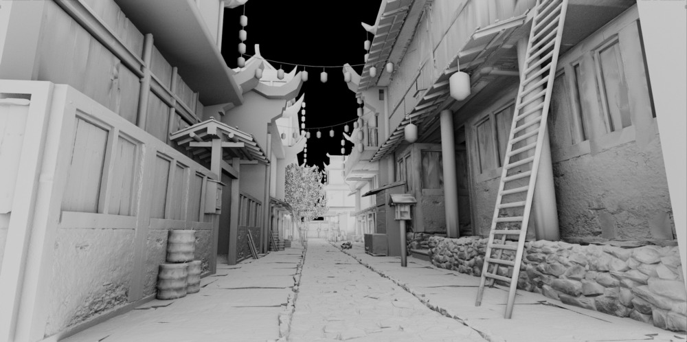 Blender, MegaScan, Sketchfab 制作中国古代街道教程