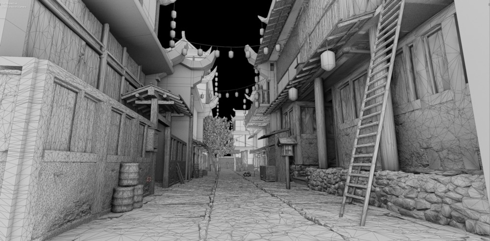 Blender, MegaScan, Sketchfab 制作中国古代街道教程