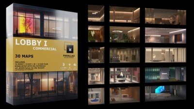 商业办公楼和酒店大堂 EXR\OSL\3D透视贴图 wParallax Lobby 1 Collection