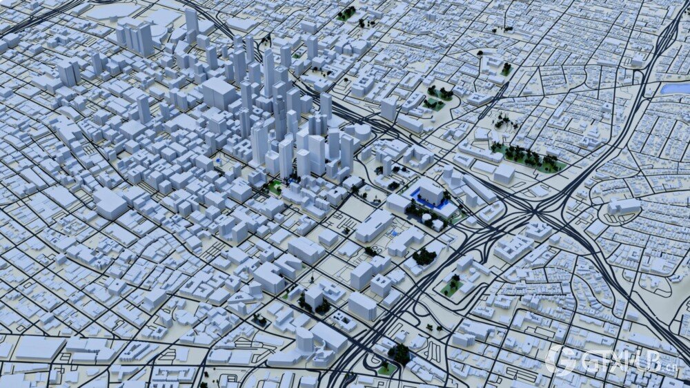 Blender 洛杉矶城市及周边地区 3D 模型