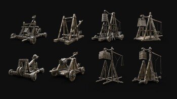 16 款中世纪攻城器械战争机器 3d 模型资产