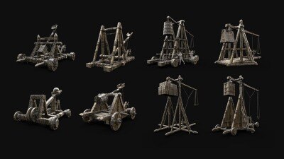 16 款中世纪攻城器械战争机器 3d 模型资产