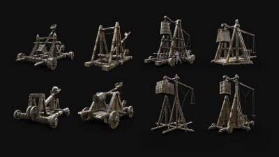 16 款中世纪攻城器械战争机器 3d 模型资产