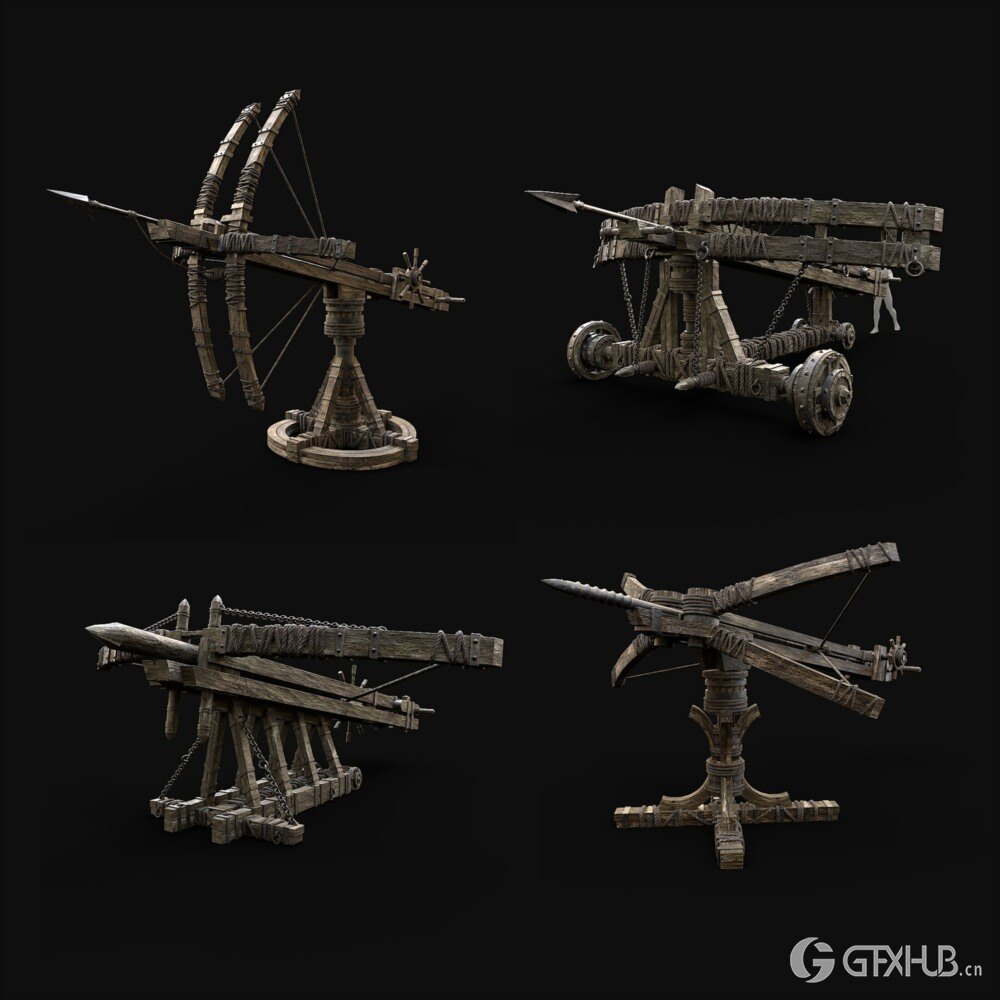 16 款中世纪攻城器械战争机器 3d 模型资产