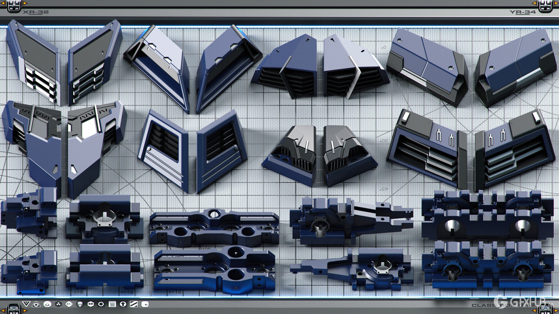 Blender 350 个科幻宇宙飞船套件3D 模型合集