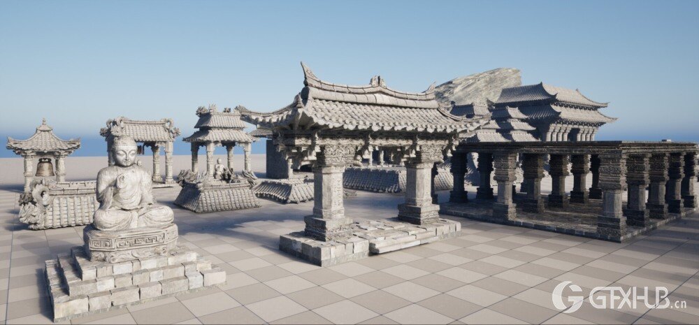 风之庙 Blender 中式风格寺庙3D模型 Wind Temple