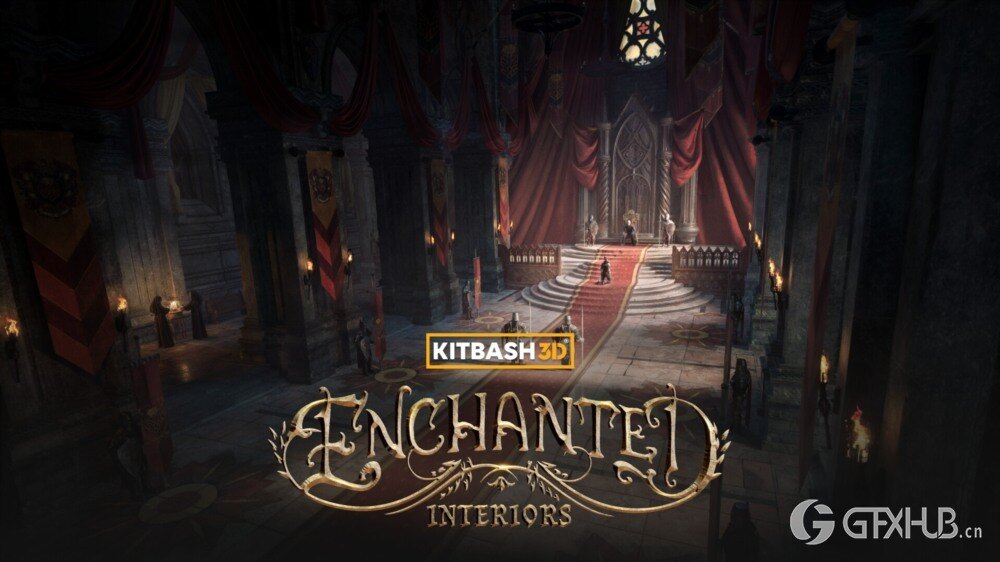 中世纪国王巫师奇幻室内场景3D模型 Kitbash3D - Enchanted Interiors(完整版)