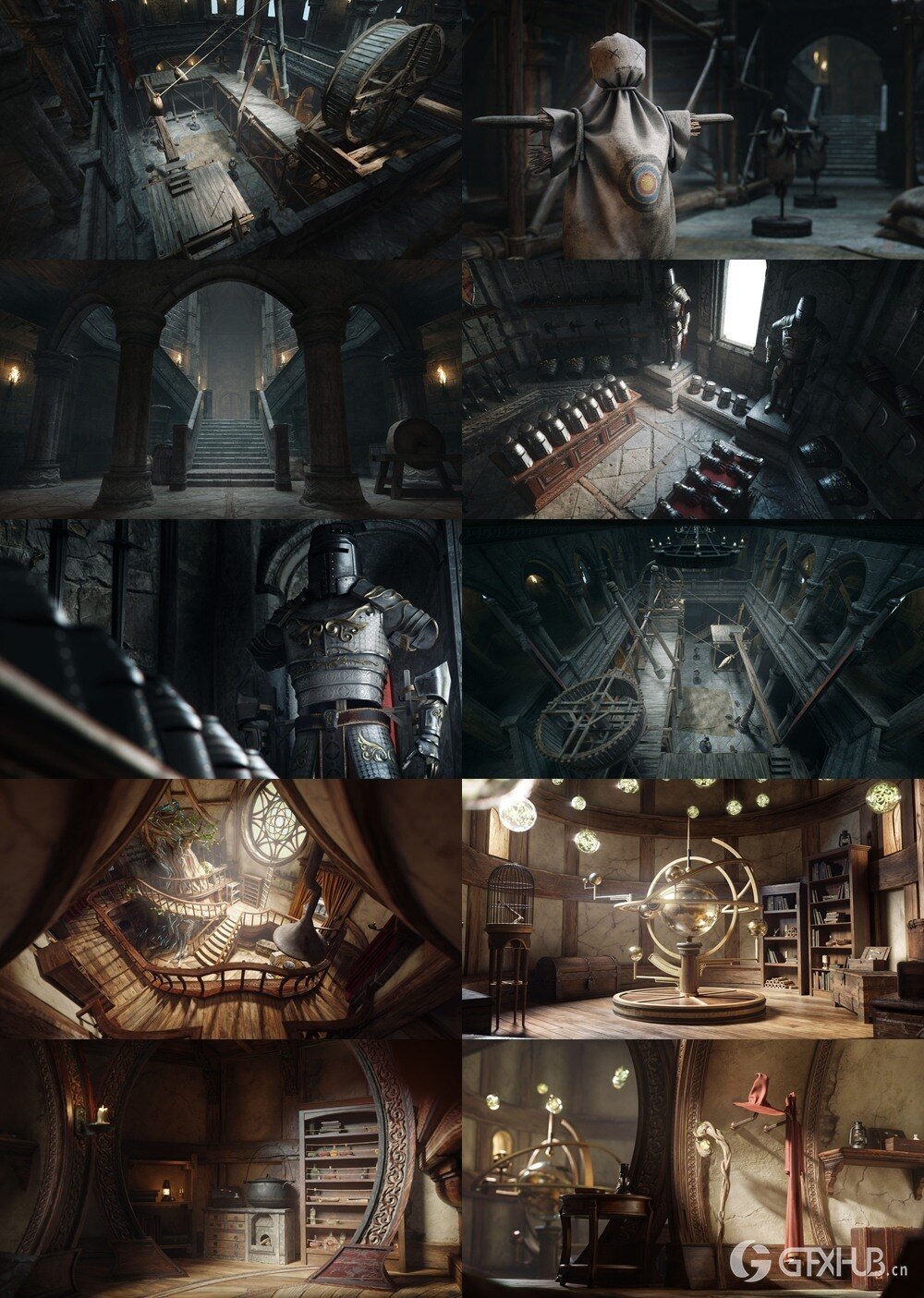 中世纪国王巫师奇幻室内场景3D模型 Kitbash3D - Enchanted Interiors（完整版）