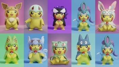 39个皮卡丘角色扮演 3D 打印微缩模型
