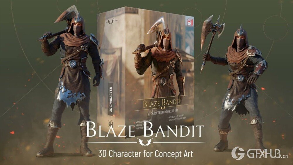 强盗人物角色3D模型 Blaze Bandit – 3D Character for Concept Art