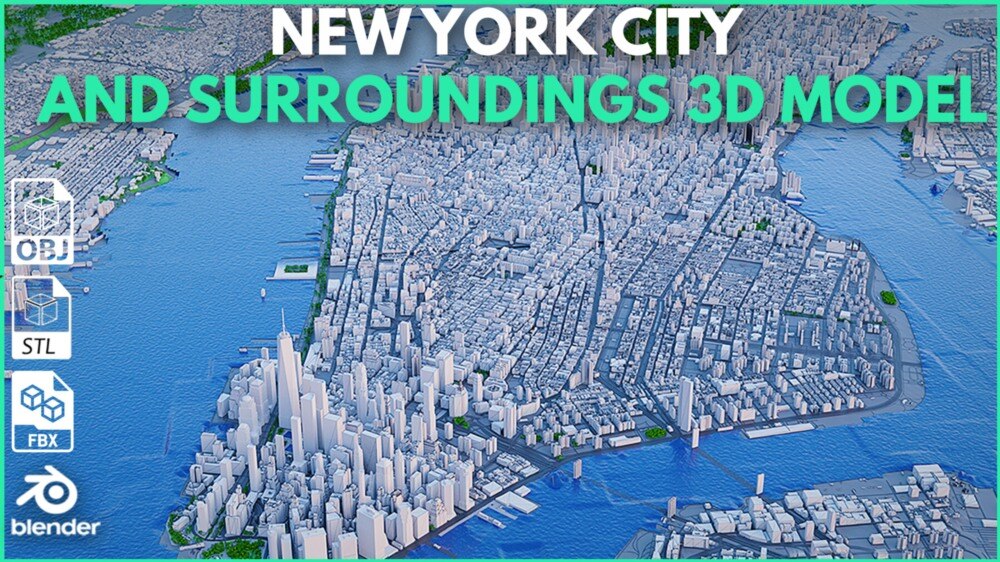 Blender 纽约市及周边地区 3D 模型 - GFXHUB