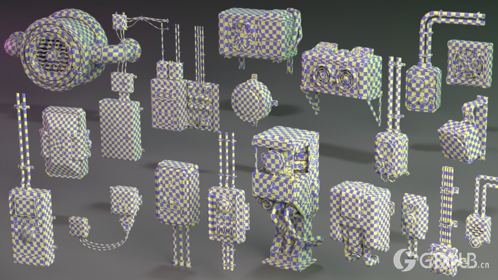 20组壁挂式电动道具Blender模型 Wall Electric Props 1 - 20 Pieces