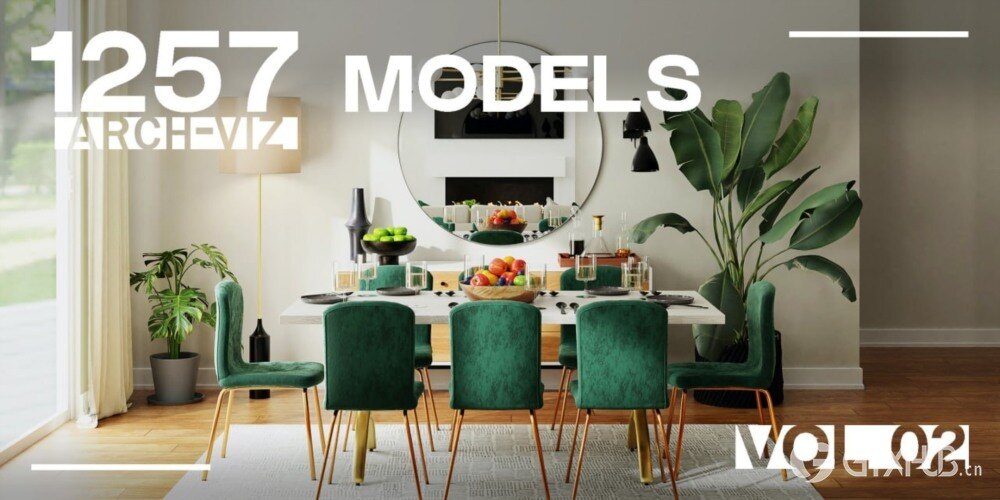 1257个室内家具床桌椅柜子沙发灯具植物Blender模型 Interior Models VOL 02