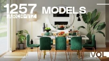 1257个室内家具床桌椅柜子沙发灯具植物Blender模型 Interior Models VOL 02