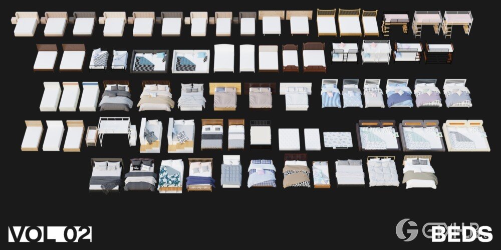 1257个室内家具床桌椅柜子沙发灯具植物Blender模型 Interior Models VOL 02