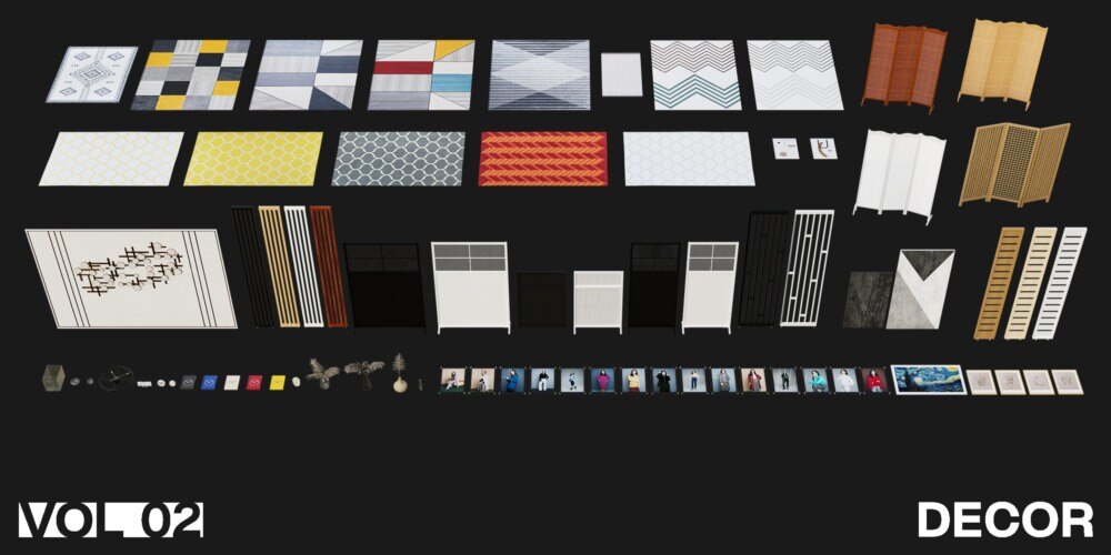 1257个室内家具床桌椅柜子沙发灯具植物Blender模型 Interior Models VOL 02 - GFXHUB