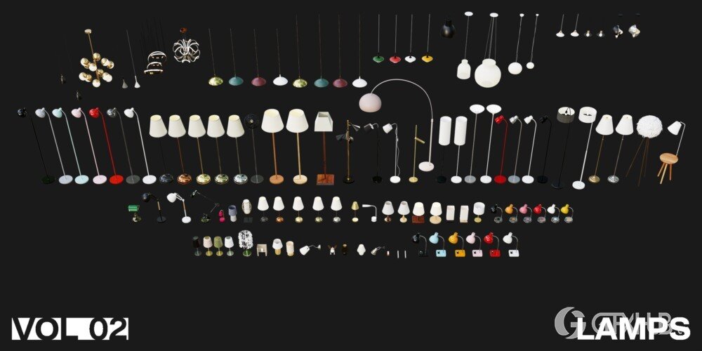 1257个室内家具床桌椅柜子沙发灯具植物Blender模型 Interior Models VOL 02