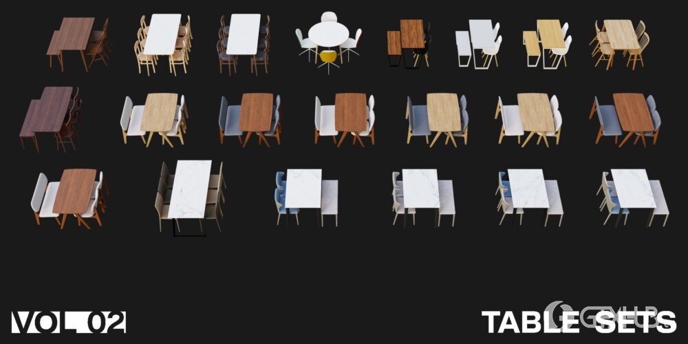 1257个室内家具床桌椅柜子沙发灯具植物Blender模型 Interior Models VOL 02