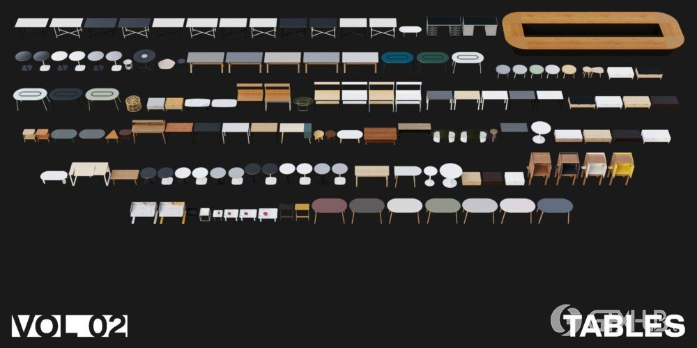 1257个室内家具床桌椅柜子沙发灯具植物Blender模型 Interior Models VOL 02