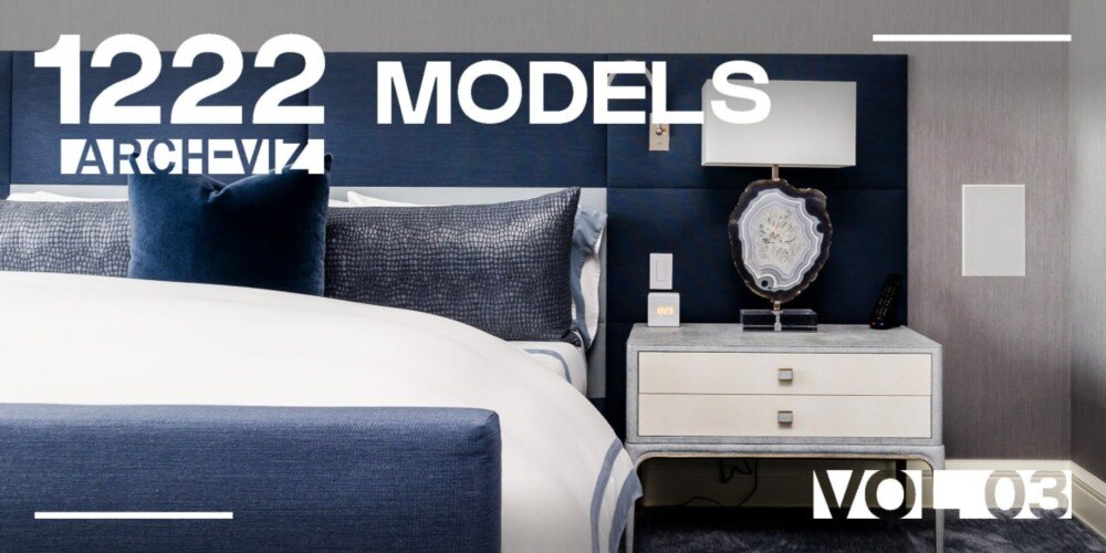 1222个室内家具床桌椅柜子沙发灯具植物Blender模型 Interior Models VOL 03 - GFXHUB