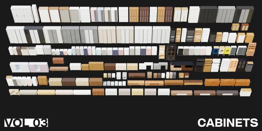 1222个室内家具床桌椅柜子沙发灯具植物Blender模型 Interior Models VOL 03 - GFXHUB