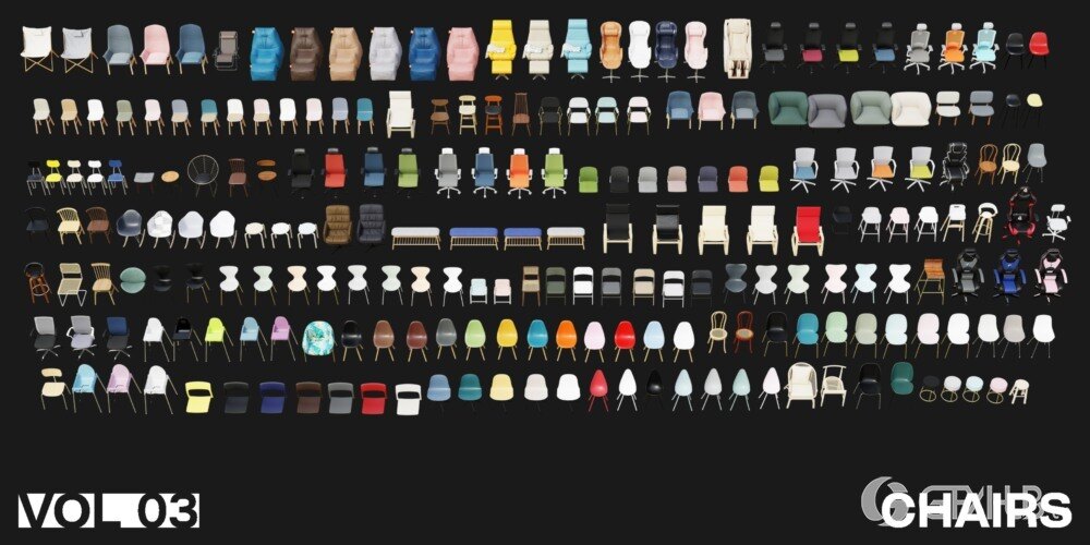 1222个室内家具床桌椅柜子沙发灯具植物Blender模型 Interior Models VOL 03