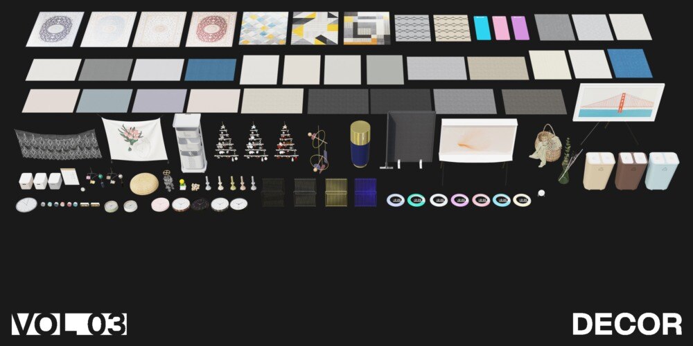1222个室内家具床桌椅柜子沙发灯具植物Blender模型 Interior Models VOL 03 - GFXHUB