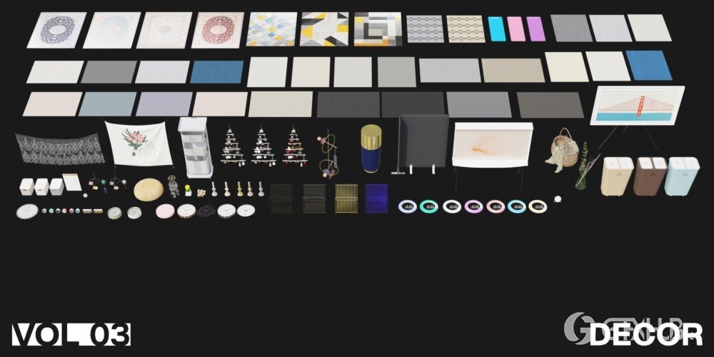 1222个室内家具床桌椅柜子沙发灯具植物Blender模型 Interior Models VOL 03