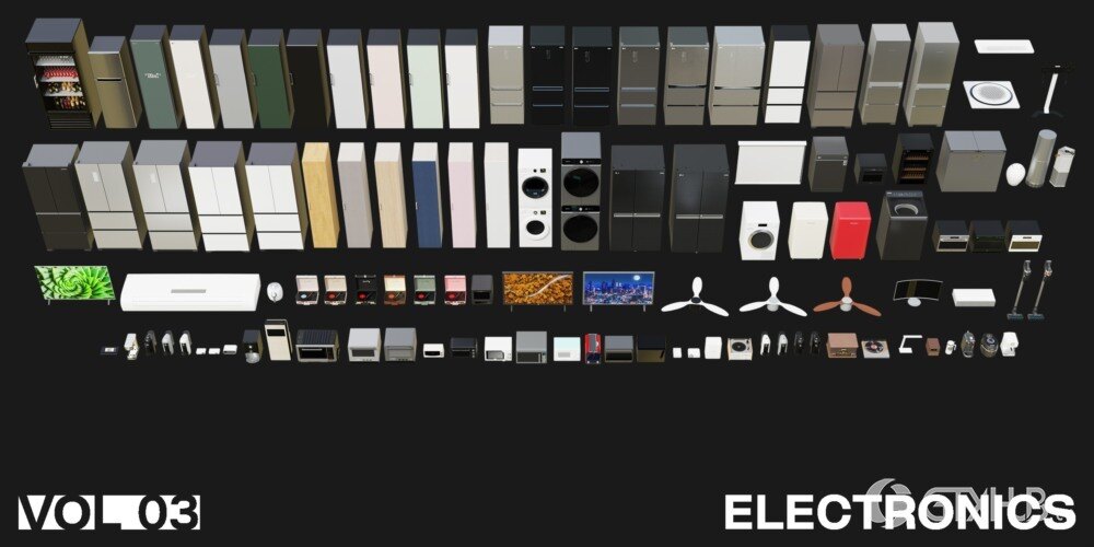 1222个室内家具床桌椅柜子沙发灯具植物Blender模型 Interior Models VOL 03