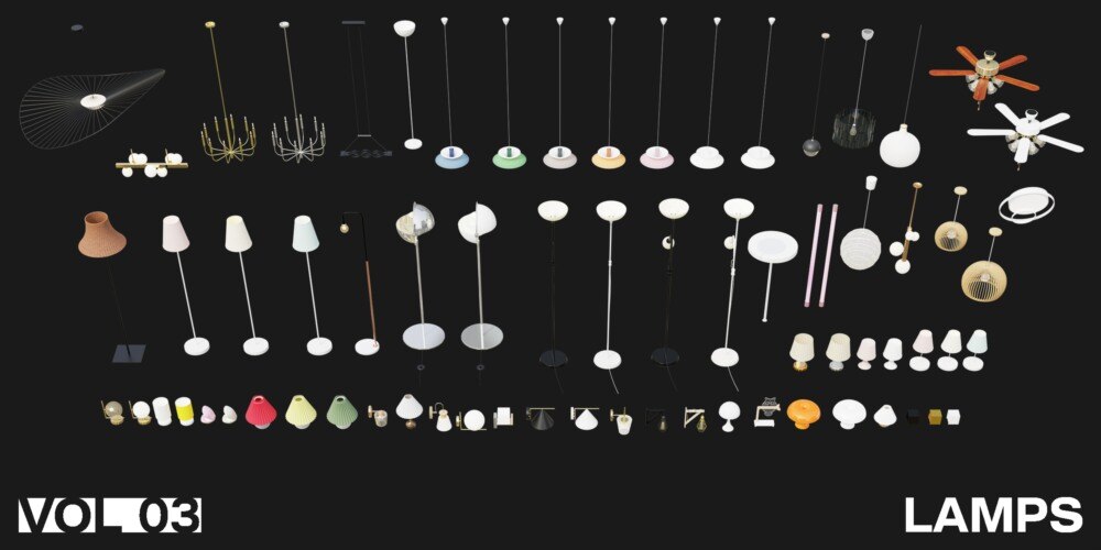 1222个室内家具床桌椅柜子沙发灯具植物Blender模型 Interior Models VOL 03 - GFXHUB