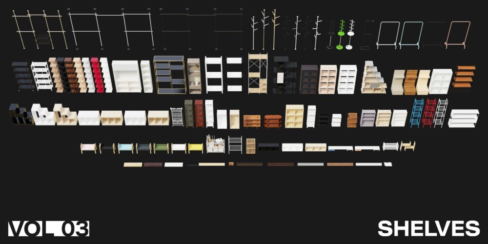1222个室内家具床桌椅柜子沙发灯具植物Blender模型 Interior Models VOL 03 - GFXHUB