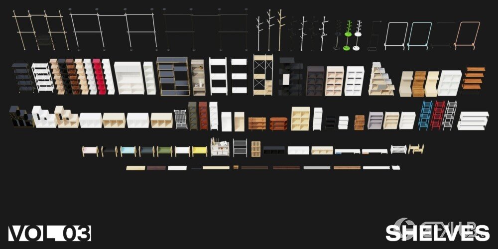 1222个室内家具床桌椅柜子沙发灯具植物Blender模型 Interior Models VOL 03