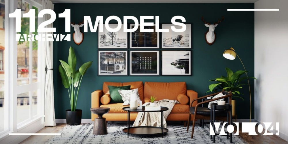 1121个室内家具床桌椅柜子沙发灯具植物Blender模型 Interior Models VOL 04 - GFXHUB