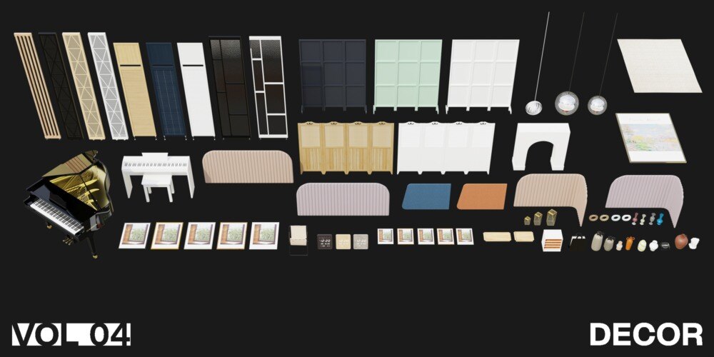 1121个室内家具床桌椅柜子沙发灯具植物Blender模型 Interior Models VOL 04 - GFXHUB