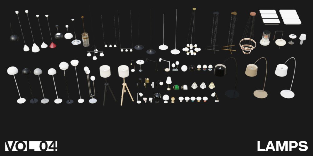 1121个室内家具床桌椅柜子沙发灯具植物Blender模型 Interior Models VOL 04 - GFXHUB