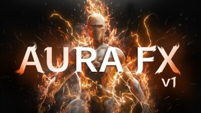 Blender烟雾气流能量电流火焰粒子游戏电影特效资产预设 Realtime Aura Fx Pack V1