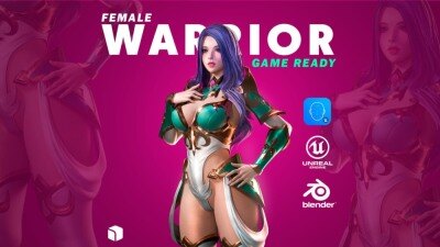 女骑士战士 3D 模型 Azura – Female Knight Warrior – Game Ready