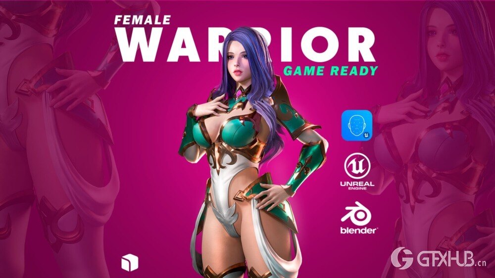 女骑士战士 3D 模型 Azura - Female Knight Warrior - Game Ready