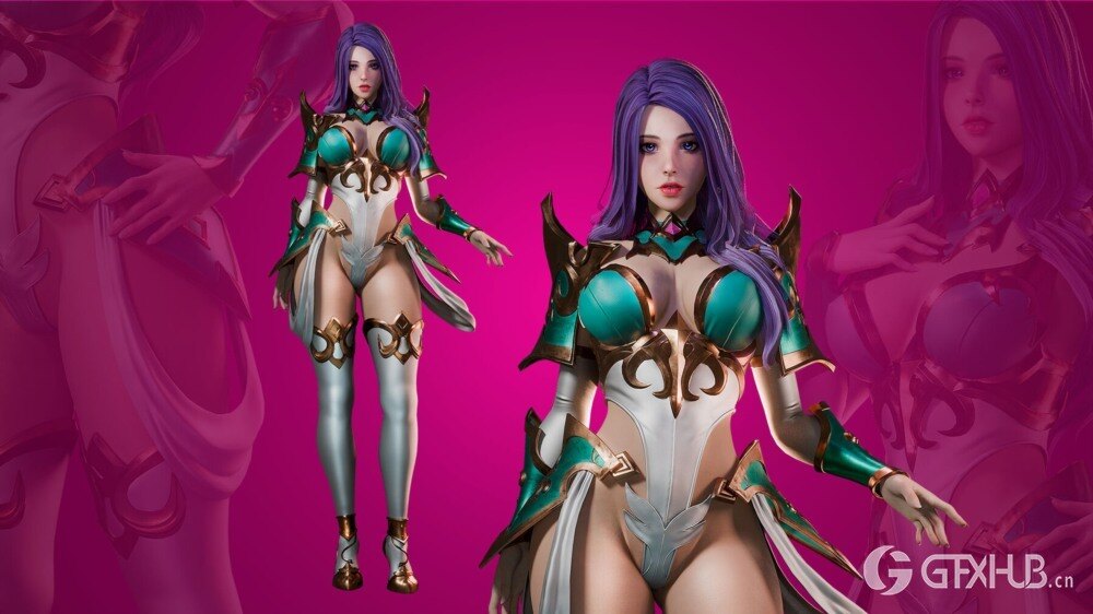 女骑士战士 3D 模型 Azura - Female Knight Warrior - Game Ready