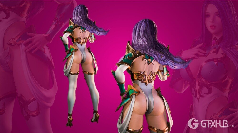 女骑士战士 3D 模型 Azura - Female Knight Warrior - Game Ready