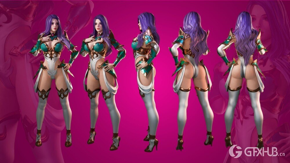 女骑士战士 3D 模型 Azura - Female Knight Warrior - Game Ready