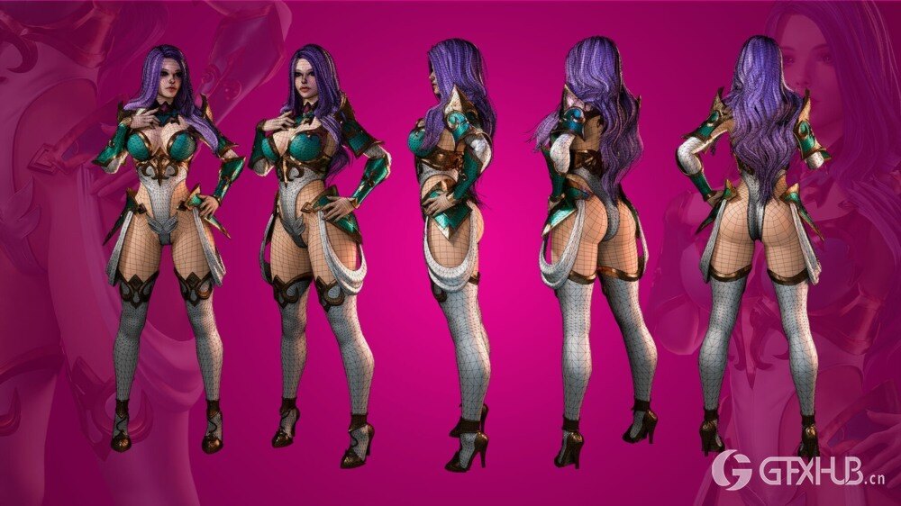 女骑士战士 3D 模型 Azura - Female Knight Warrior - Game Ready
